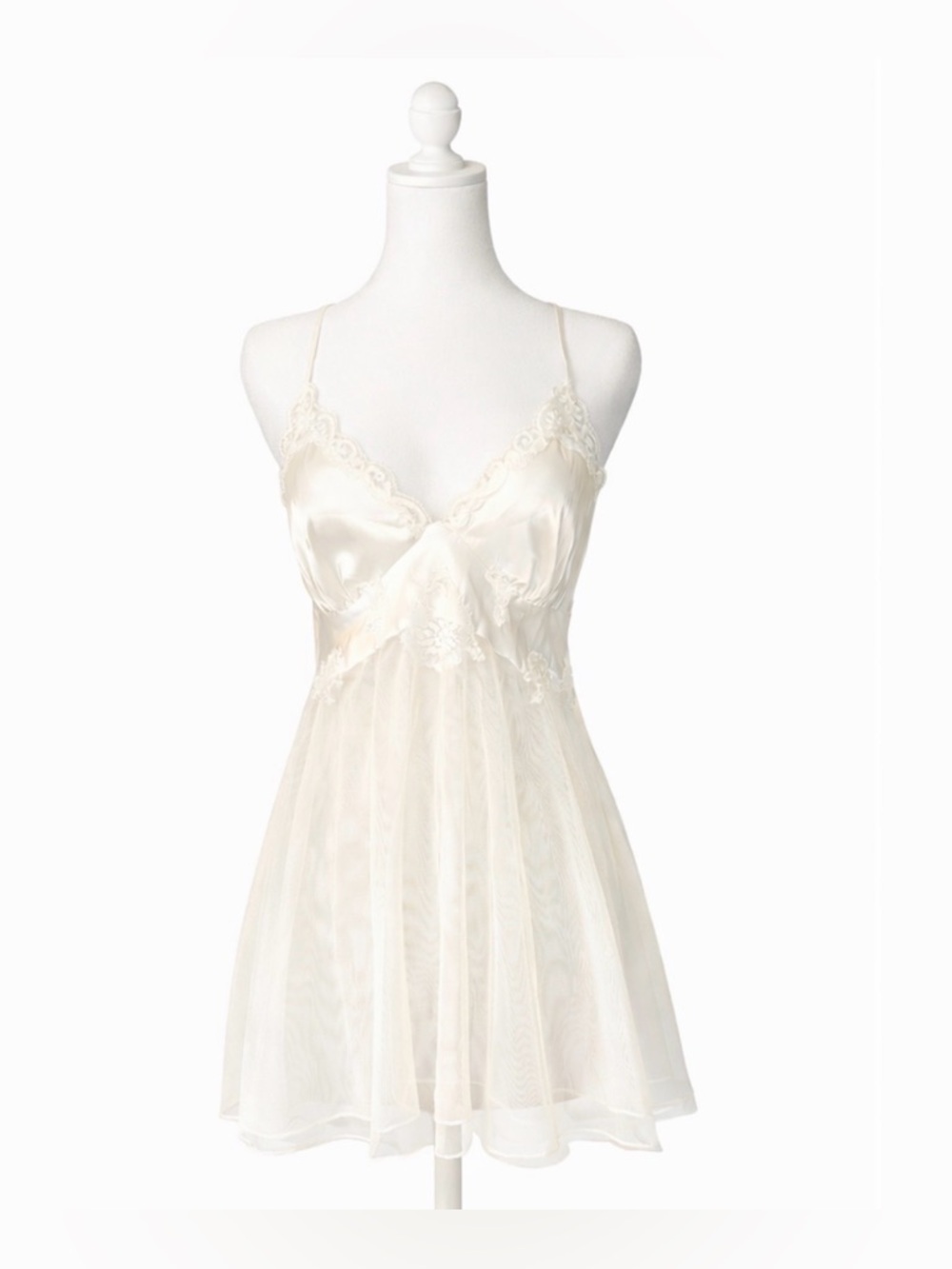 Victoria’s Secret Bridal Pearl White Lace baby Doll‎ dress Y2K